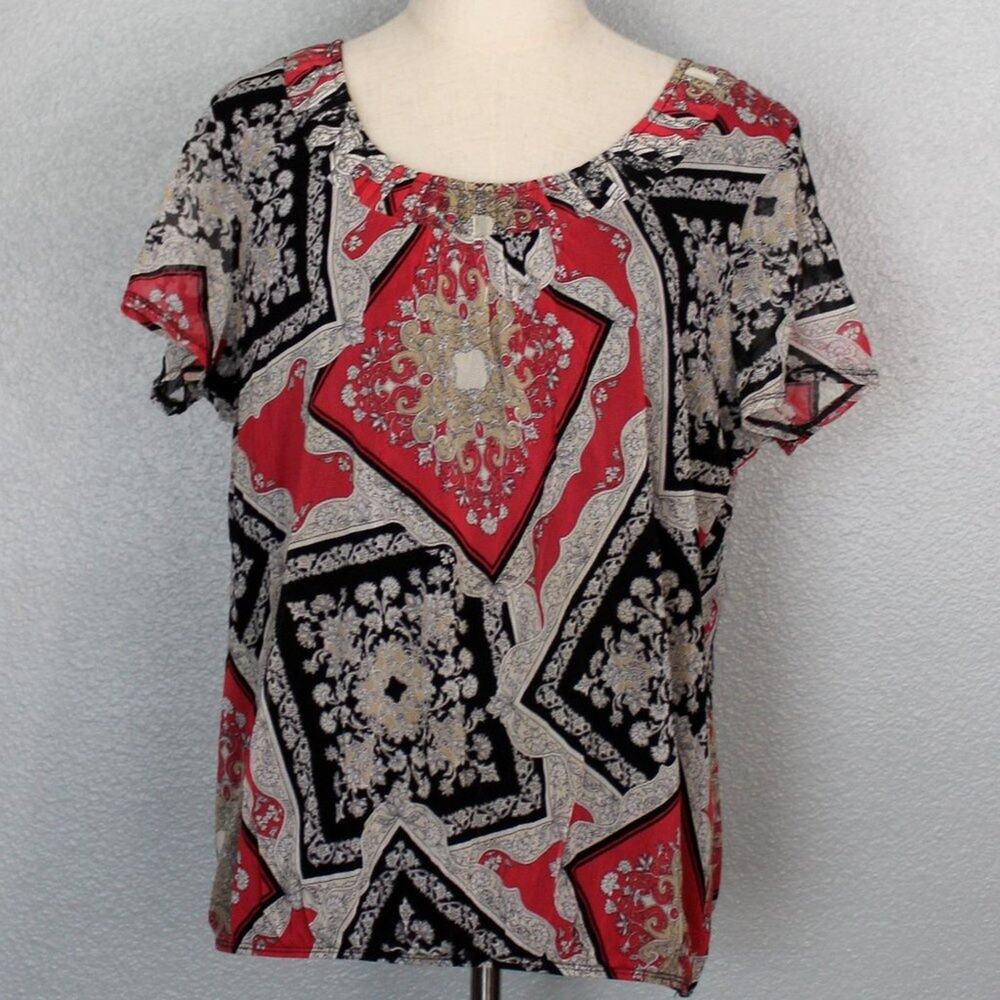 Croft & Barrow Short Sleeve Pullover Blouse Fully Lined Size XL